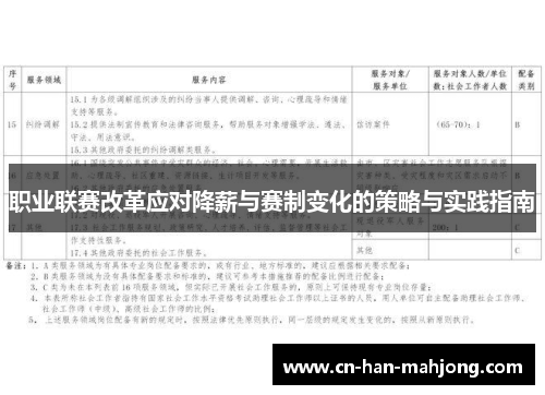 职业联赛改革应对降薪与赛制变化的策略与实践指南